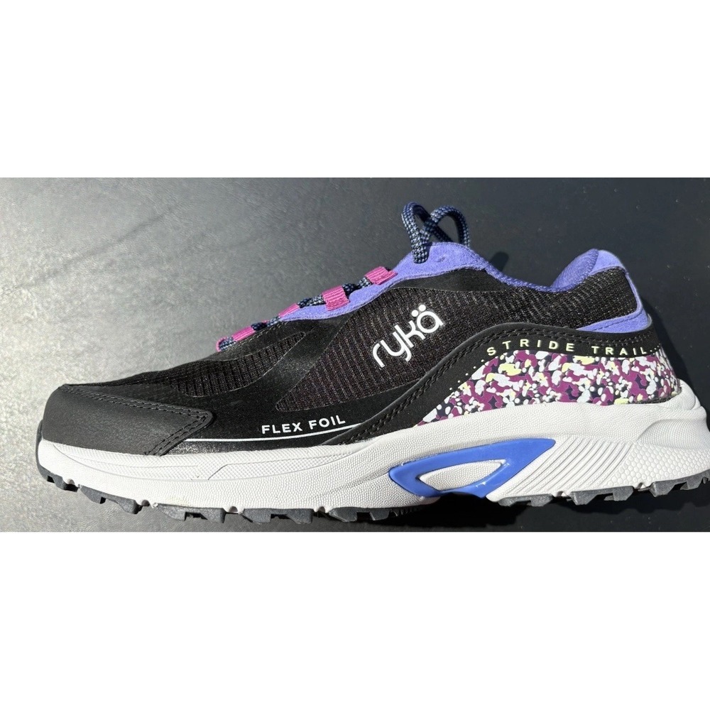Ryka Women's Black Water Repellant  Sneakers Stride Trail Size 7.5 Flex Foil NIB